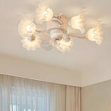 Elegant Floral Modern Organic Ceiling Fan with Light Image - 6