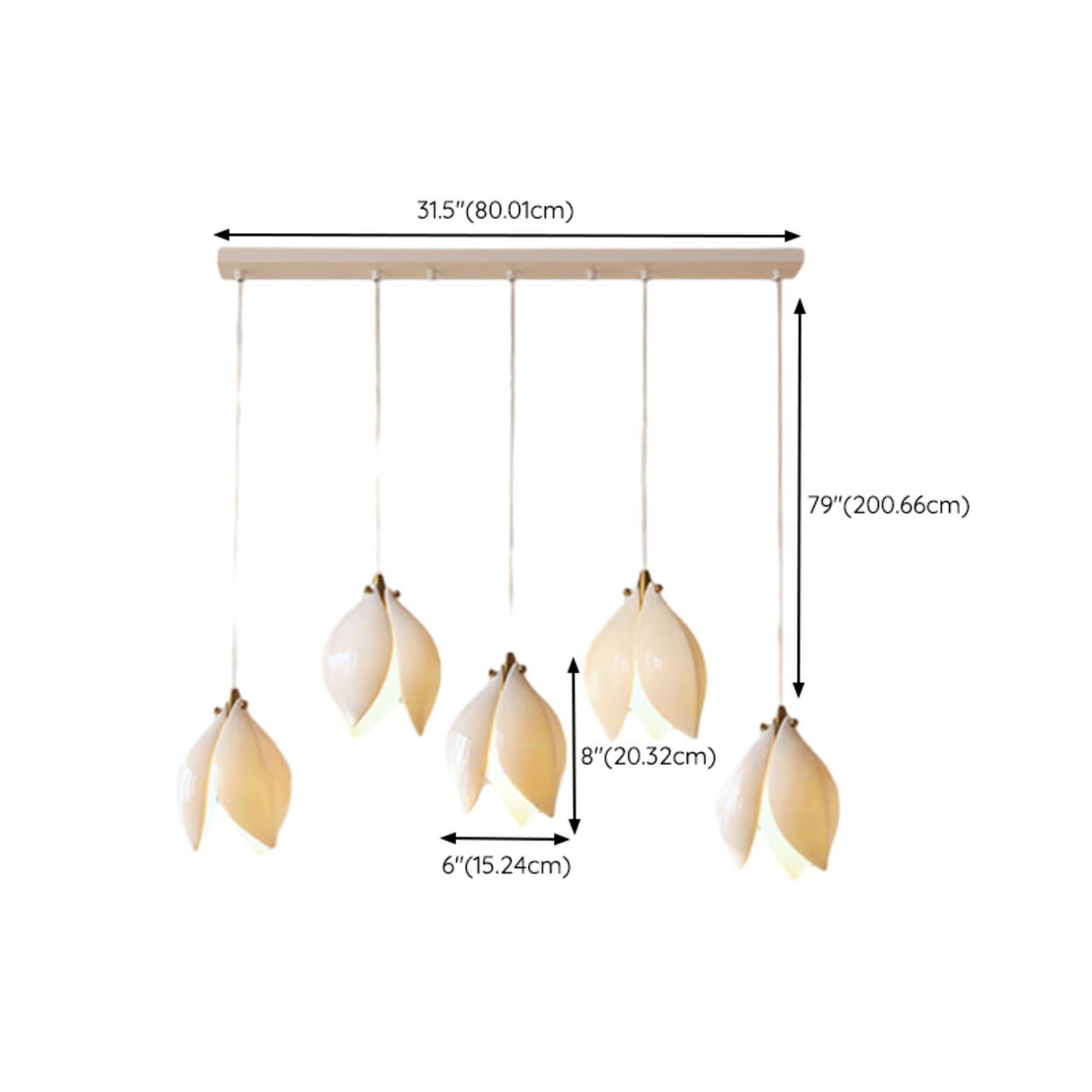 Elegant Floral Petal Dining Room Island Pendant Light Image - 15