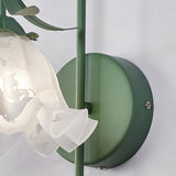 Elegant Floral White Glass Shade Metal Wall Sconce Image - 15