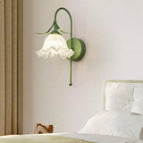 Elegant Floral White Glass Shade Metal Wall Sconce Image - 18