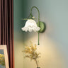 Elegant Floral White Glass Shade Metal Wall Sconce Image - 3