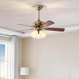 Elegant Floral Wood Blades Chandelier Fan with Lights Image - 11