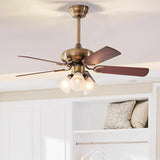 Elegant Floral Wood Blades Chandelier Fan with Lights Image - 3