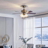 Elegant Floral Wood Blades Chandelier Fan with Lights Image - 4