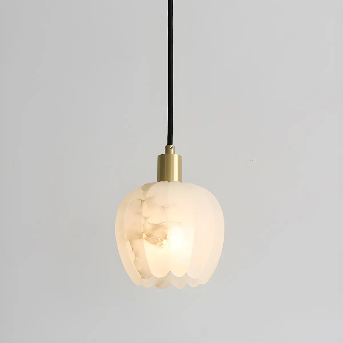 Elegant Flower Bud Alabaster White Mini Pendant Light Image - 1