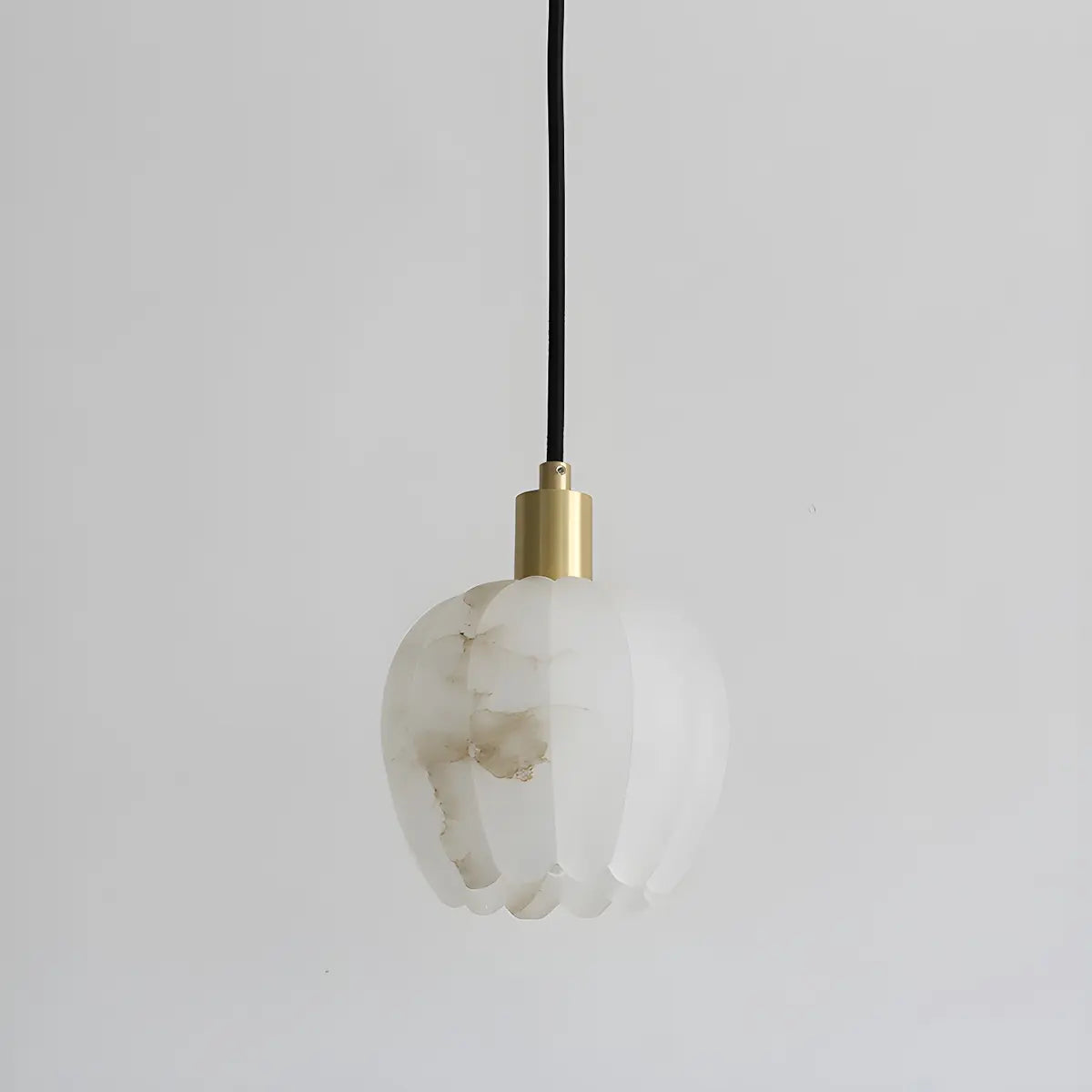 Elegant Flower Bud Alabaster White Mini Pendant Light Image - 10