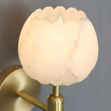 Elegant Flower Bud Alabaster White Mini Pendant Light Image - 11