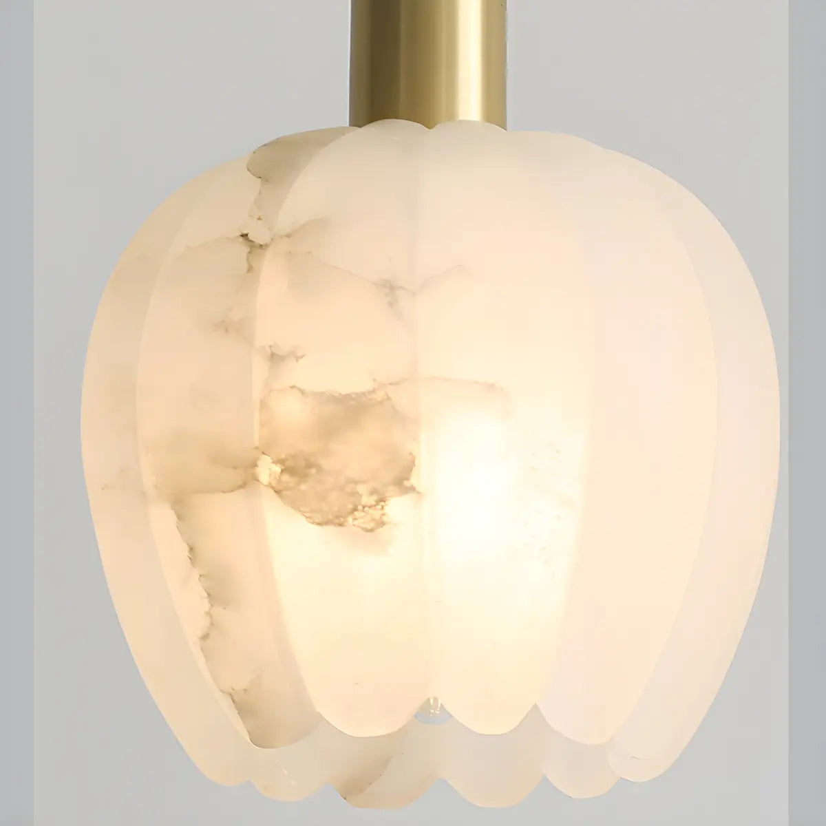 Elegant Flower Bud Alabaster White Mini Pendant Light Image - 12