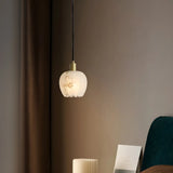 Elegant Flower Bud Alabaster White Mini Pendant Light Image - 2