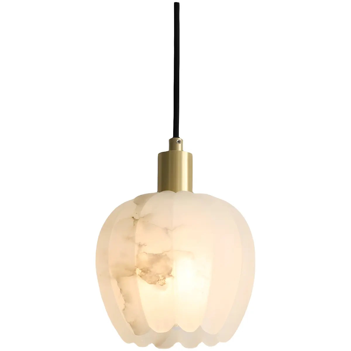 Elegant Flower Bud Alabaster White Mini Pendant Light Image - 5