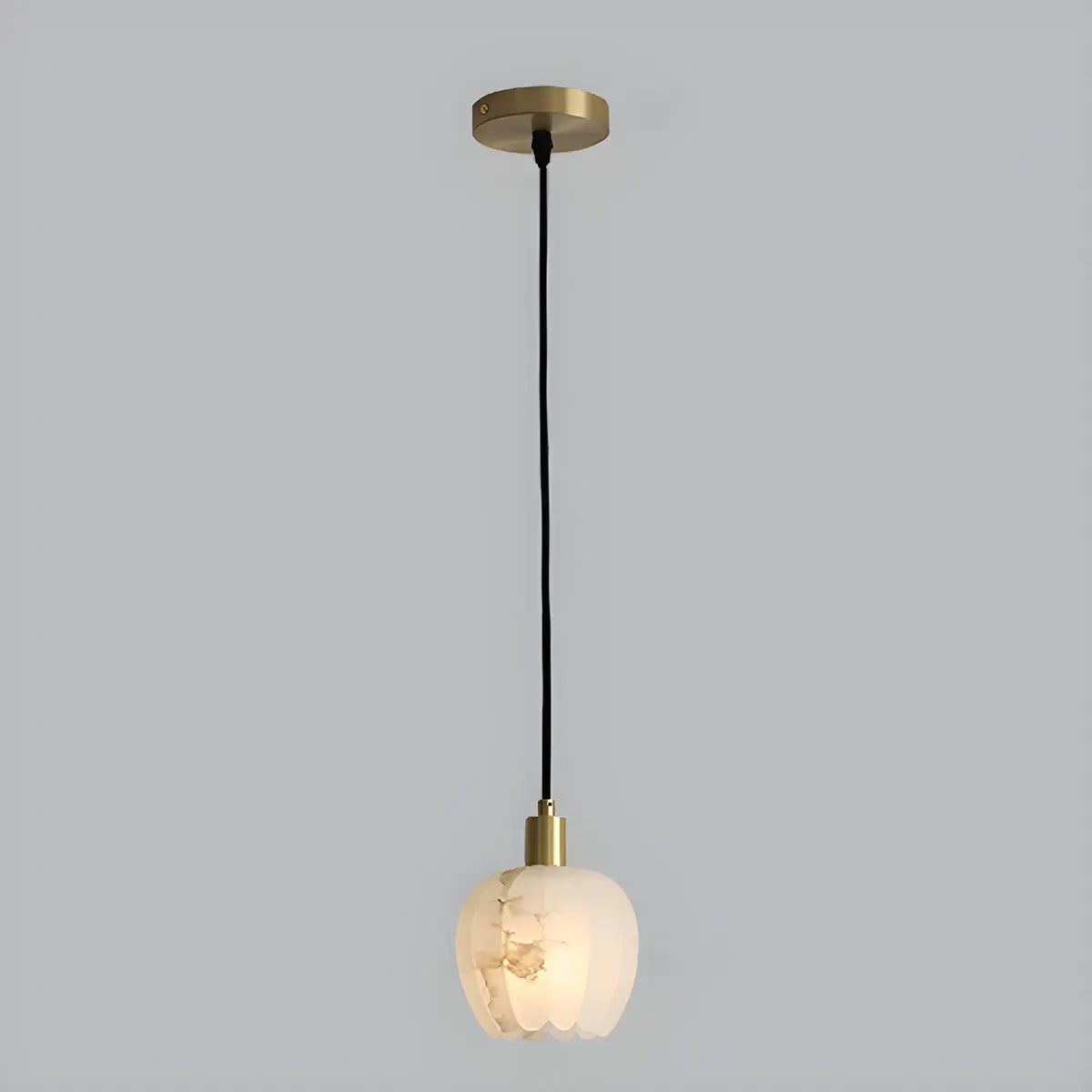 Elegant Flower Bud Alabaster White Mini Pendant Light Image - 6