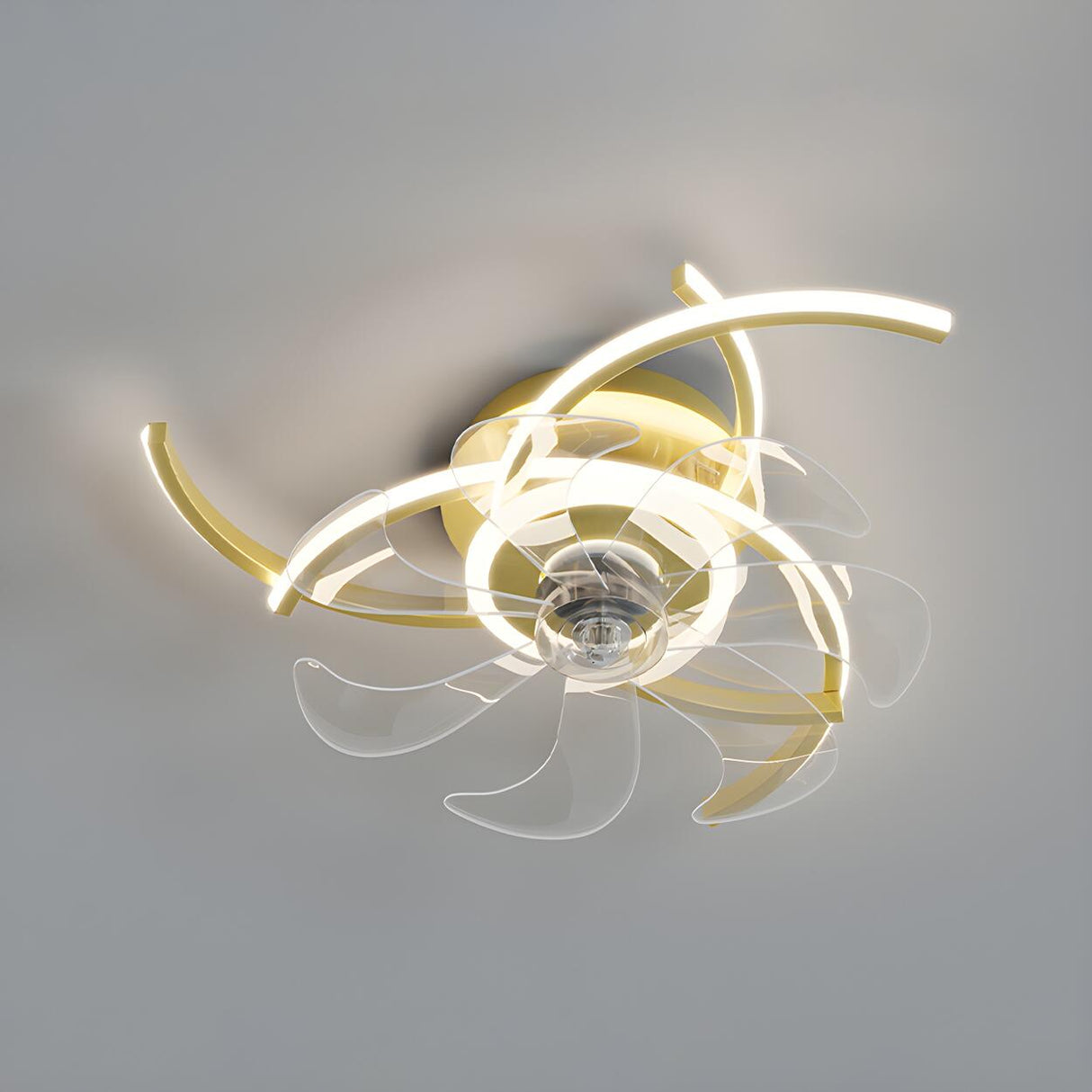 Elegant Flower Clear Blade Ceiling Fan with LED Light Image - 11