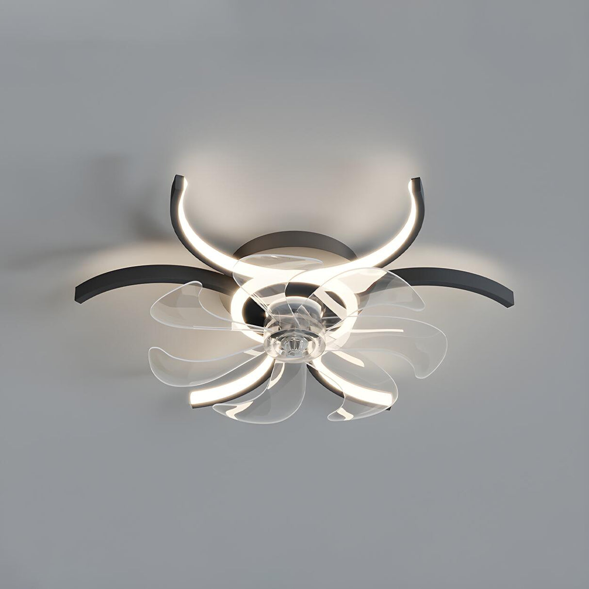 Elegant Flower Clear Blade Ceiling Fan with LED Light Image - 13