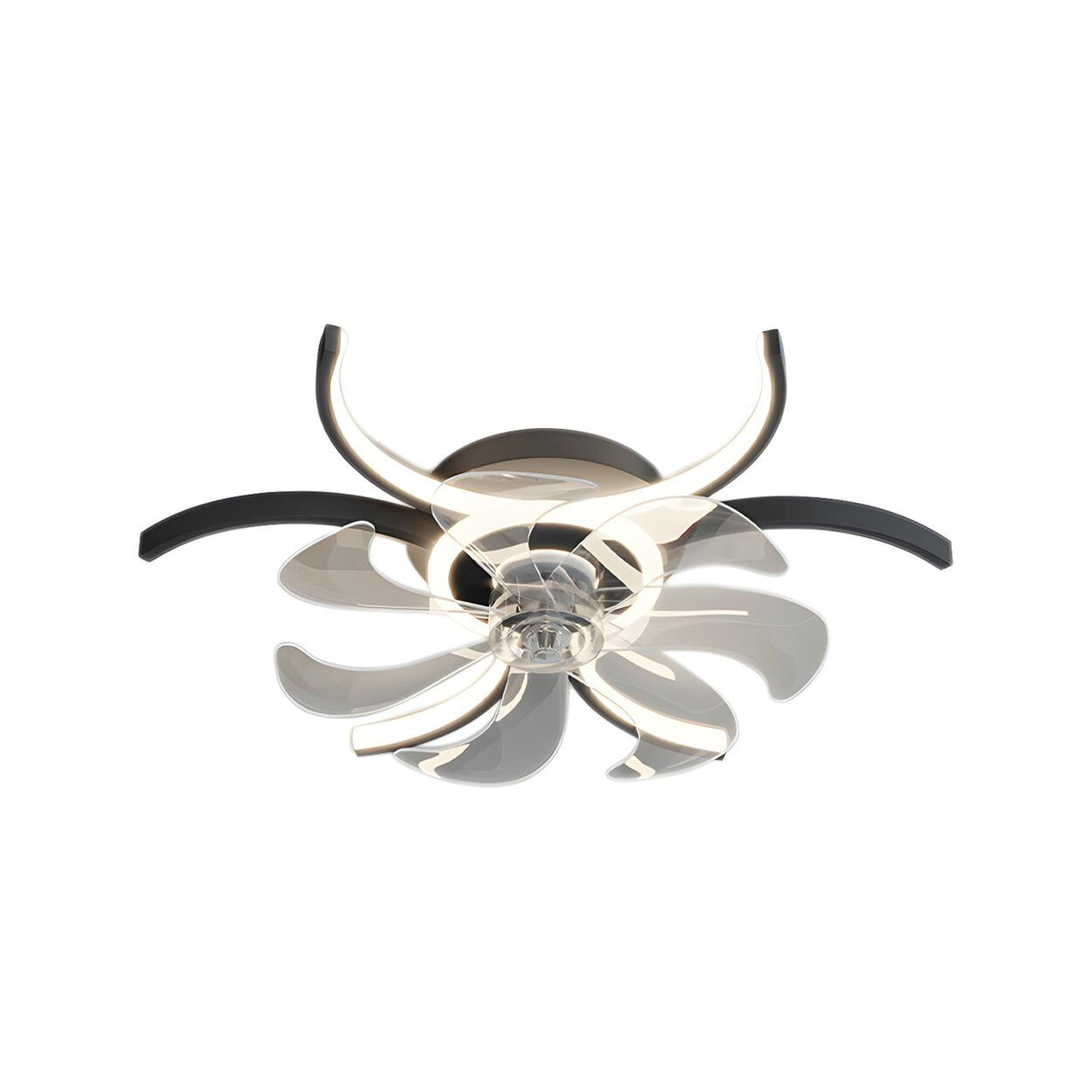 Elegant Flower Clear Blade Ceiling Fan with LED Light Image - 14