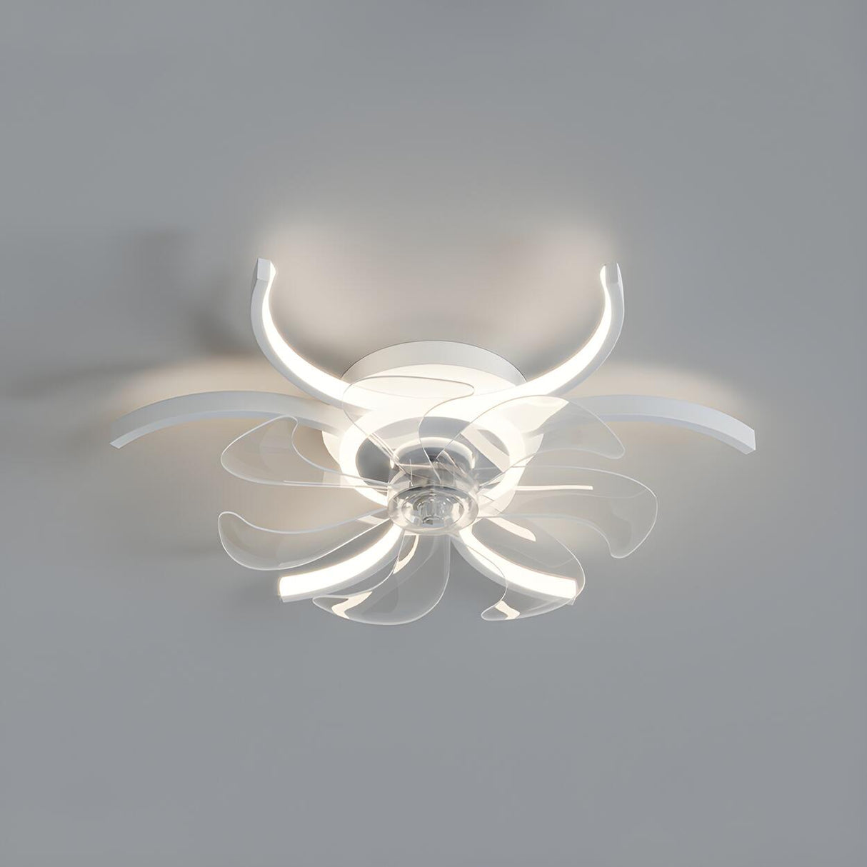 Elegant Flower Clear Blade Ceiling Fan with LED Light Image - 15