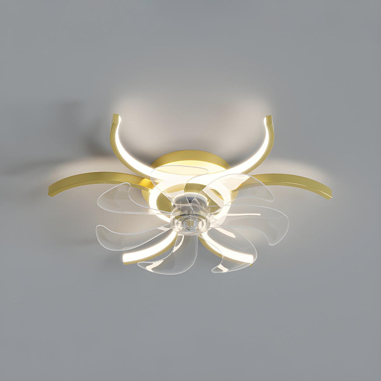 Elegant Flower Clear Blade Ceiling Fan with LED Light Image - 18