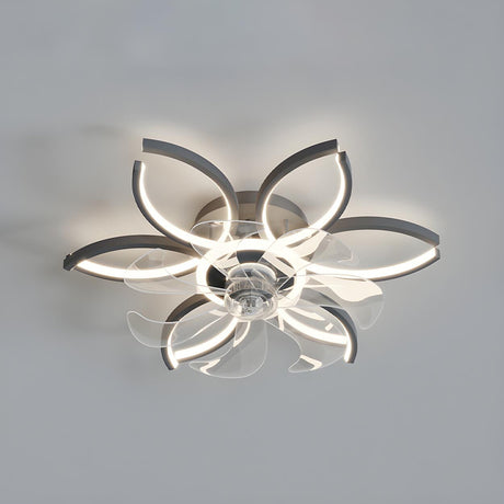 Elegant Flower Clear Blade Ceiling Fan with LED Light Image - 2