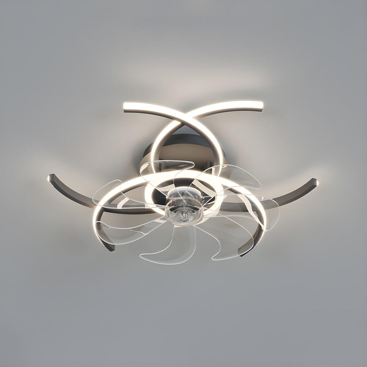 Elegant Flower Clear Blade Ceiling Fan with LED Light Image - 20