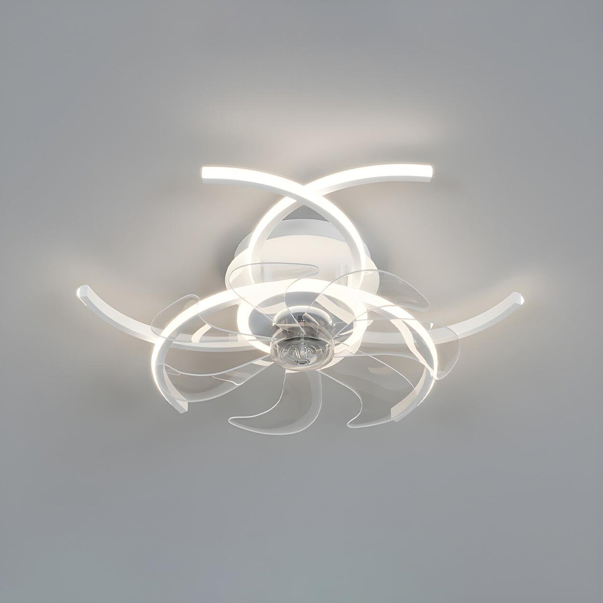 Elegant Flower Clear Blade Ceiling Fan with LED Light Image - 22