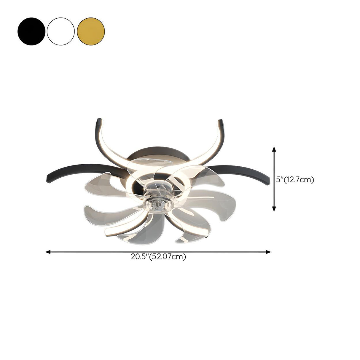 Elegant Flower Clear Blade Ceiling Fan with LED Light 