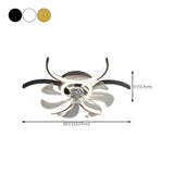 Elegant Flower Clear Blade Ceiling Fan with LED Light #size