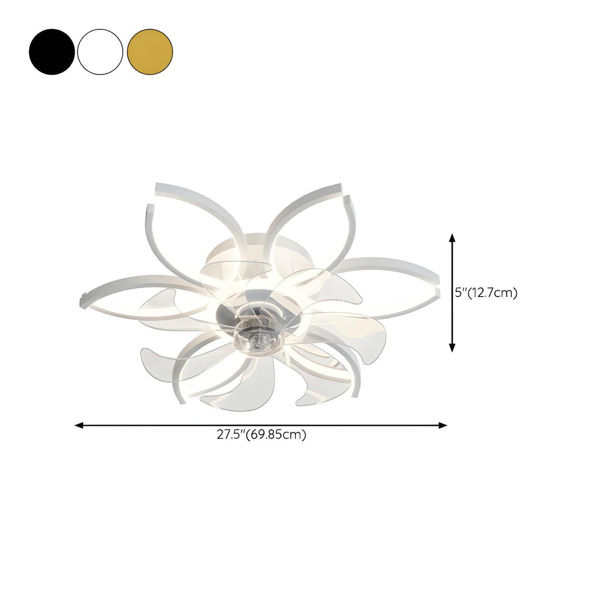 Elegant Flower Clear Blade Ceiling Fan with LED Light Image - 32