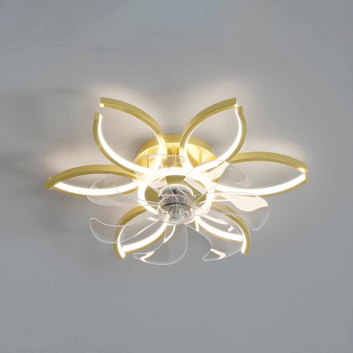 Elegant Flower Clear Blade Ceiling Fan with LED Light Image - 5