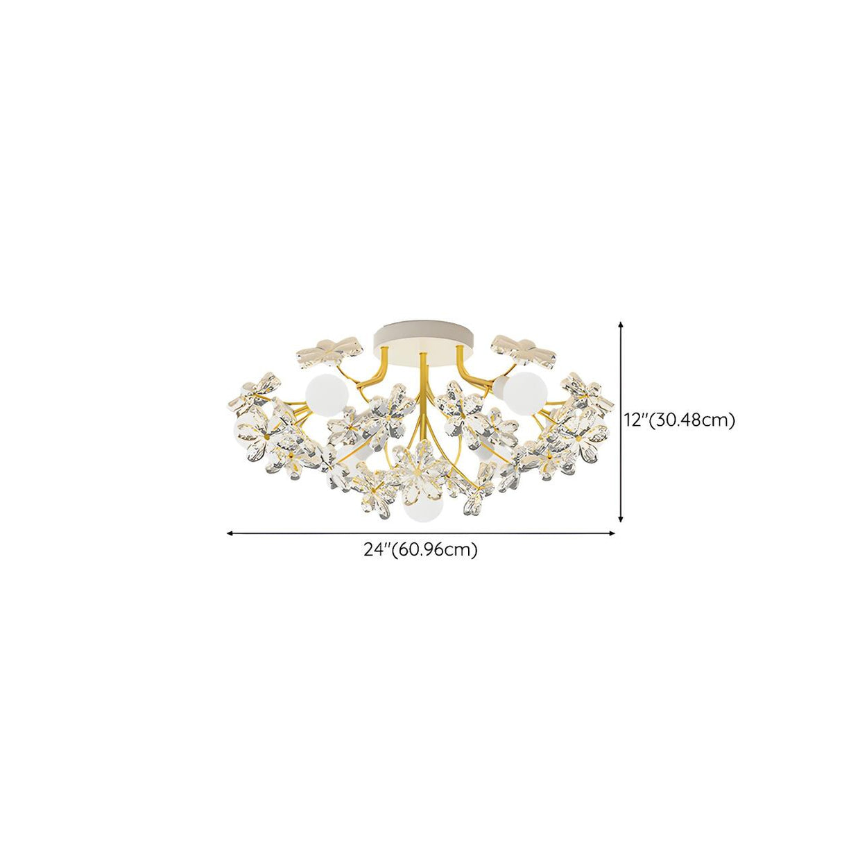 Elegant Flower Crystal Semi-Flush Mount Light 7-Light 