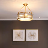 Elegant Flower Drum Gold Semi-Flush Mount Ceiling Light Image - 1