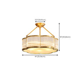 Elegant Flower Drum Gold Semi-Flush Mount Ceiling Light #size