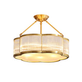 Elegant Flower Drum Gold Semi-Flush Mount Ceiling Light Image - 5