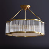 Elegant Flower Drum Gold Semi-Flush Mount Ceiling Light Image - 6