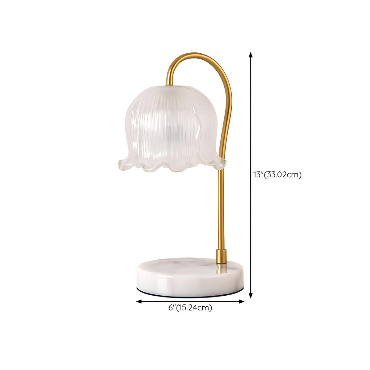 Elegant Flower Glass Shade Candle Warmer Table Lamp 