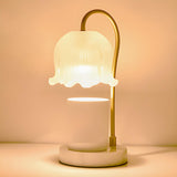 Elegant Flower Glass Shade Candle Warmer Table Lamp Image - 2