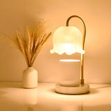 Elegant Flower Glass Shade Candle Warmer Table Lamp Image - 3