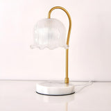 Elegant Flower Glass Shade Candle Warmer Table Lamp Image - 7