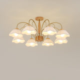 Elegant Flower Large Semi-Flush Mount Light 8-Light Image - 8