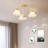 Elegant Flower Semi-Flush Mount Ceiling Light 3-Light Image - 1