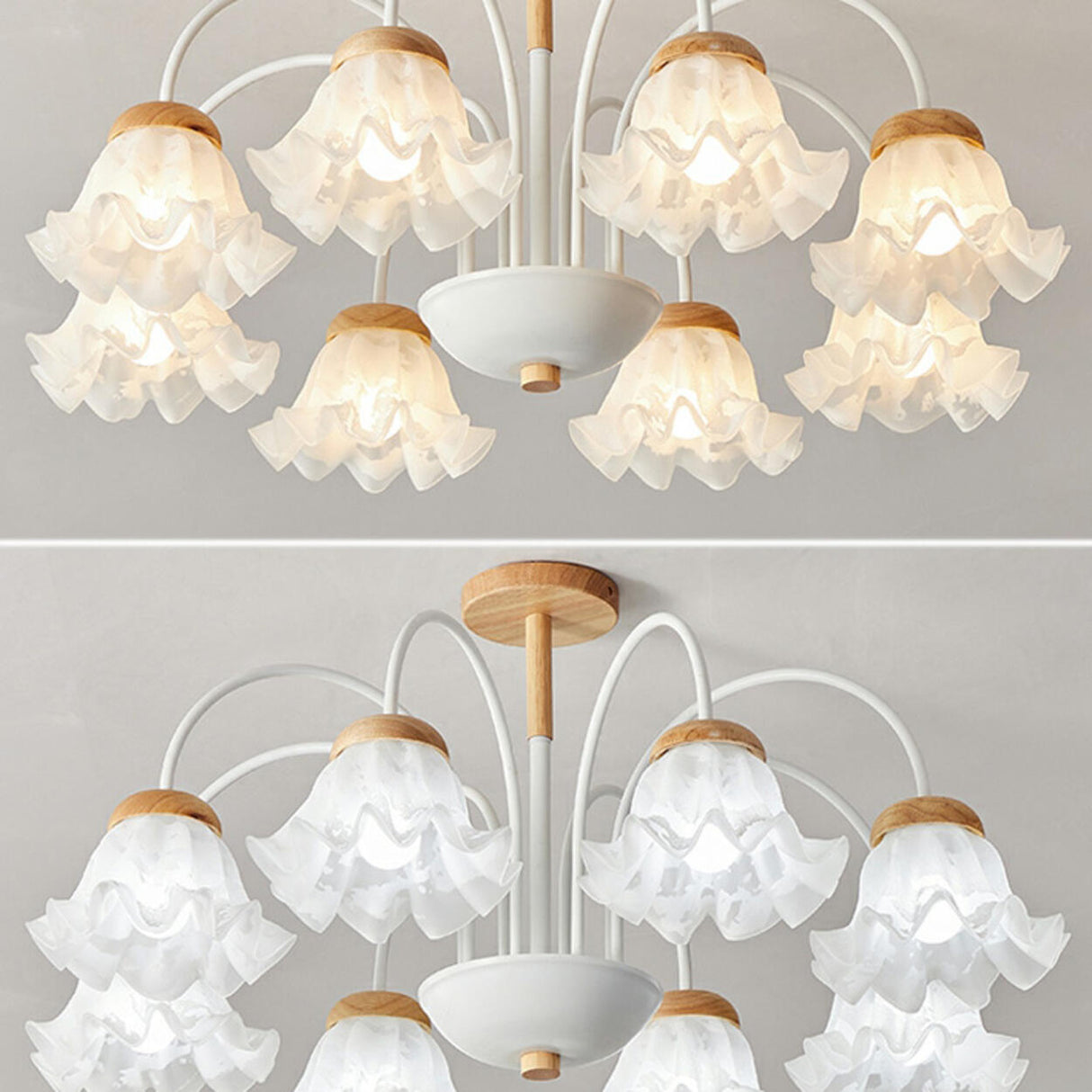 Elegant Flower Semi-Flush Mount Ceiling Light 3-Light Image - 14