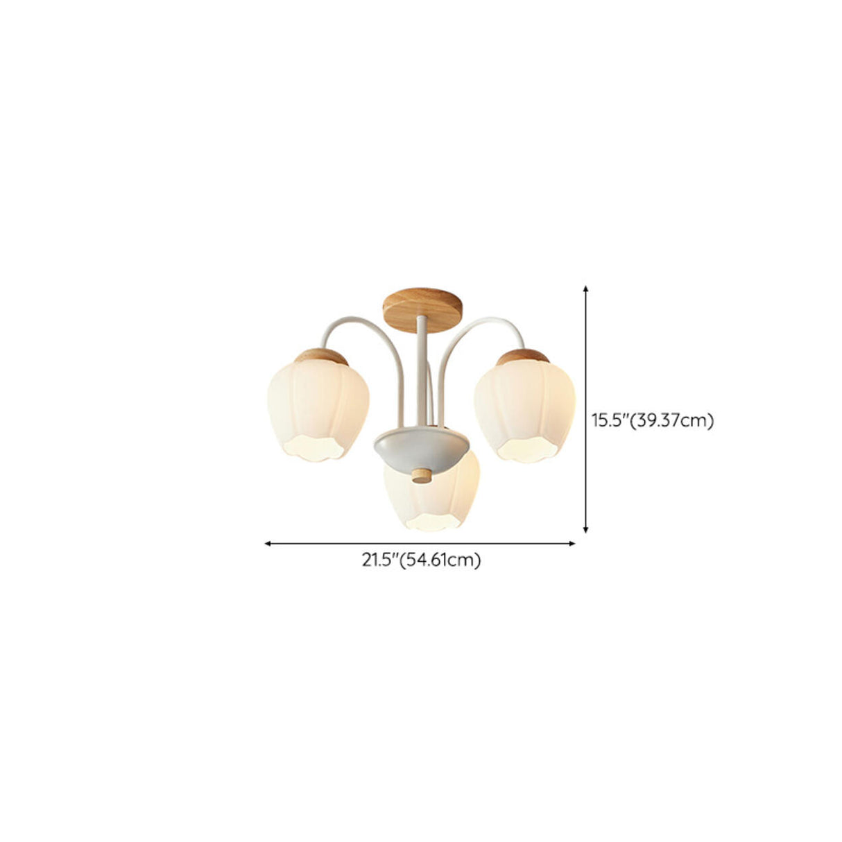 Elegant Flower Semi-Flush Mount Ceiling Light 3-Light Image - 18