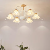 Elegant Flower Semi-Flush Mount Ceiling Light 3-Light Image - 4