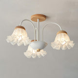 Elegant Flower Semi-Flush Mount Ceiling Light 3-Light Image - 5