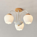 Elegant Flower Semi-Flush Mount Ceiling Light 3-Light Image - 8