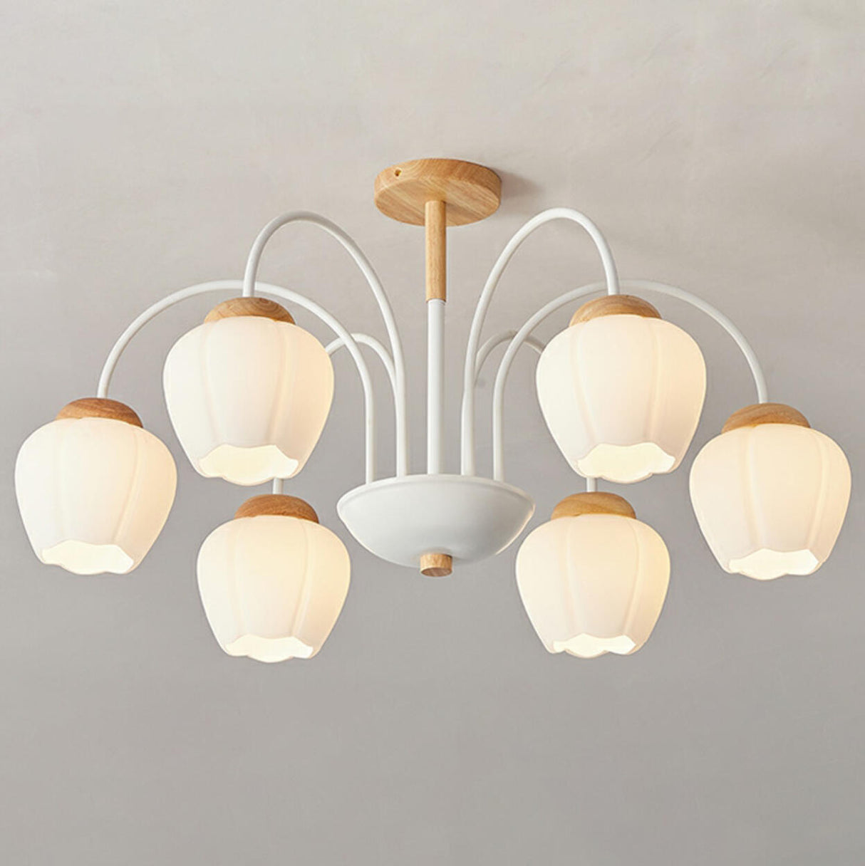 Elegant Flower Semi-Flush Mount Ceiling Light 3-Light Image - 9