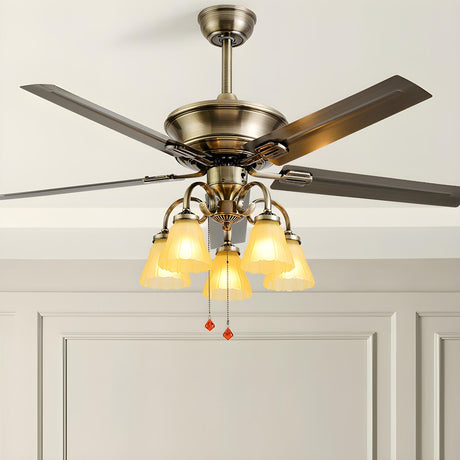 Elegant Flower Shade 5 Blades Modern Ceiling Fan Light Image - 1