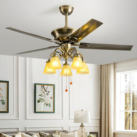 Elegant Flower Shade 5 Blades Modern Ceiling Fan Light Image - 3