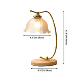 Elegant Flower-Shaped Glass Gold Finish Arm Table Lamp #size