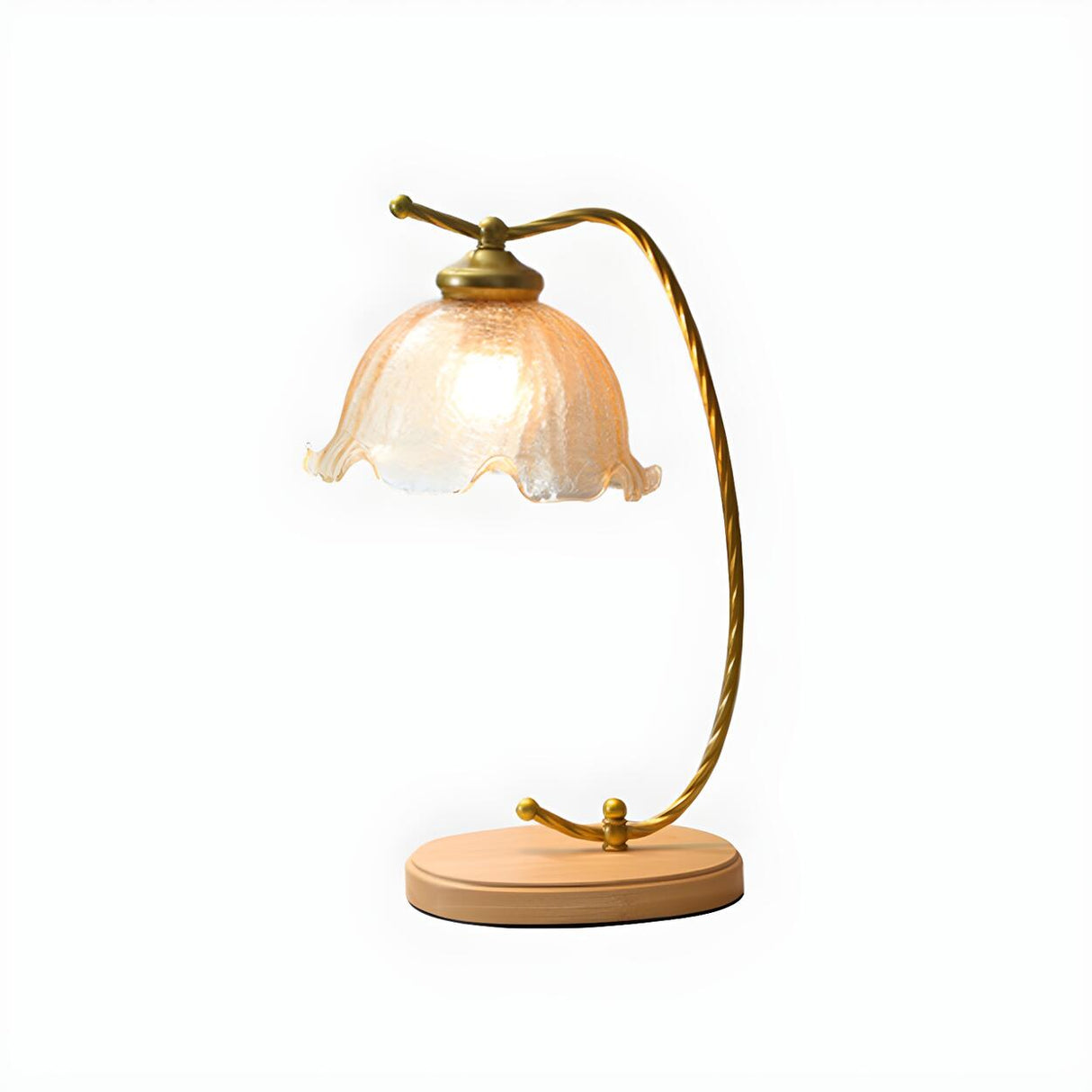 Elegant Flower-Shaped Glass Gold Finish Arm Table Lamp Image - 6