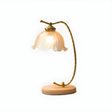 Elegant Flower-Shaped Glass Gold Finish Arm Table Lamp Image - 6