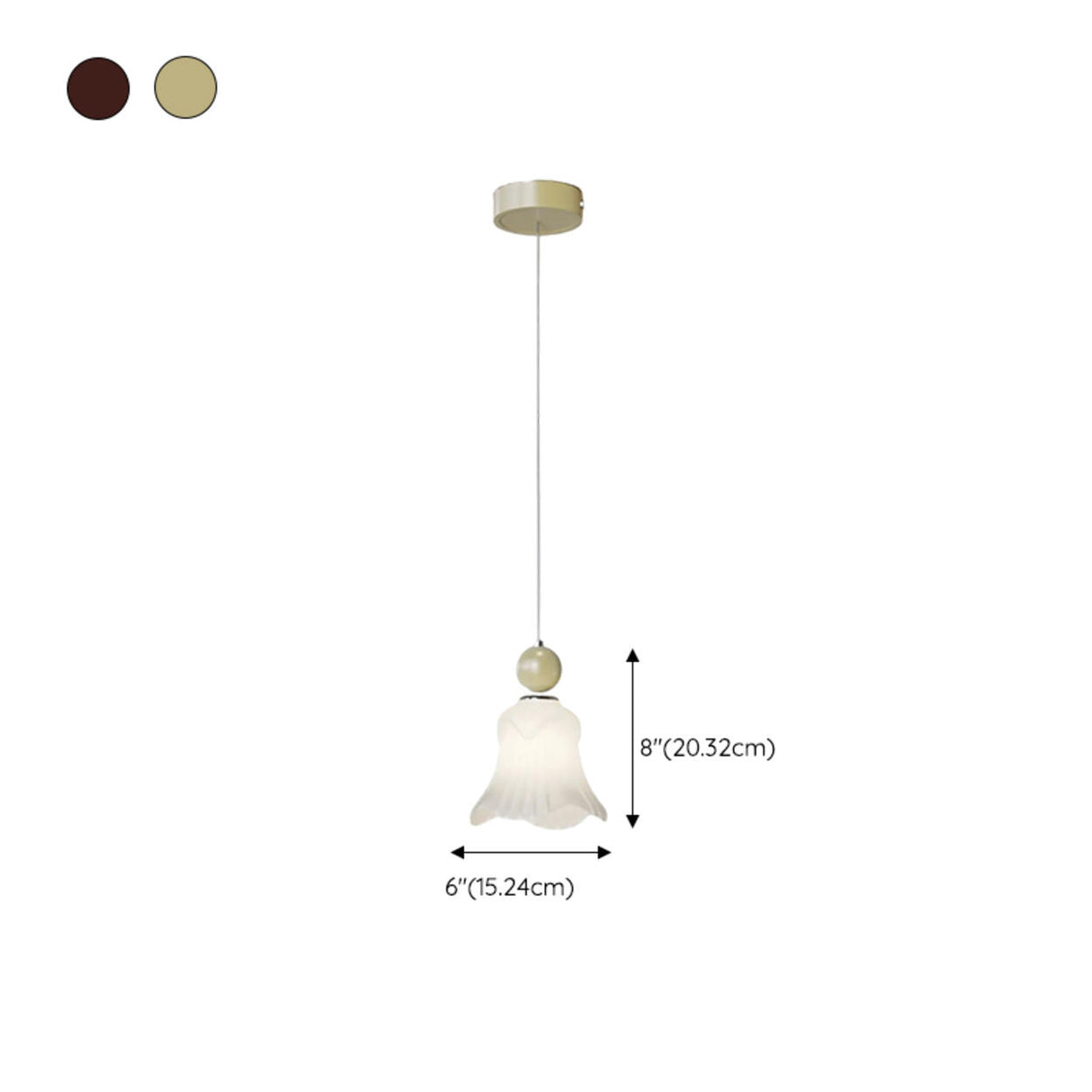 Elegant Flower White Glass Bedroom Pendant Light 